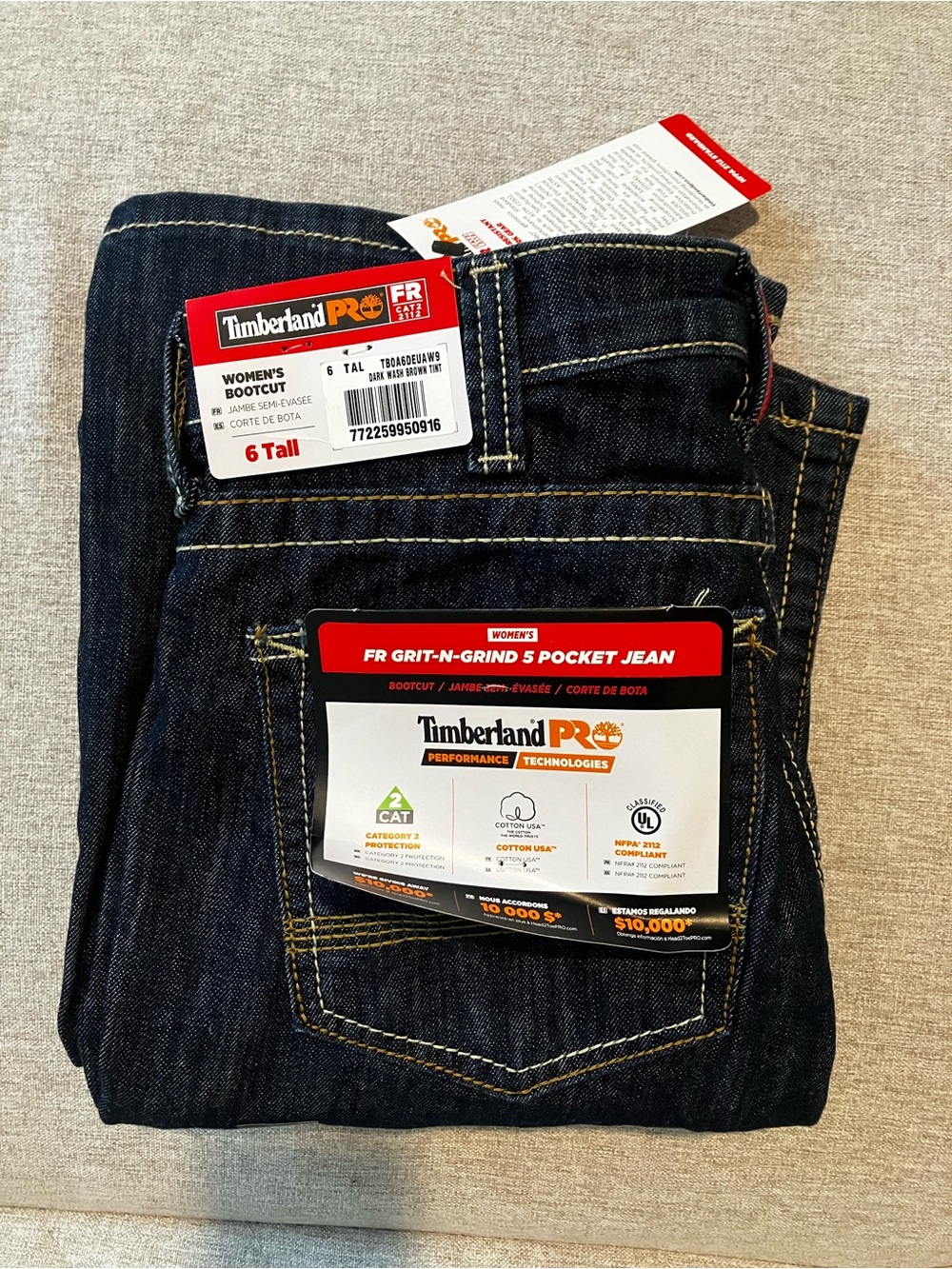 Timberland PRO Women's 5-Pocket Bootcut Jeans in Dark Indigo | Size 6 Tall